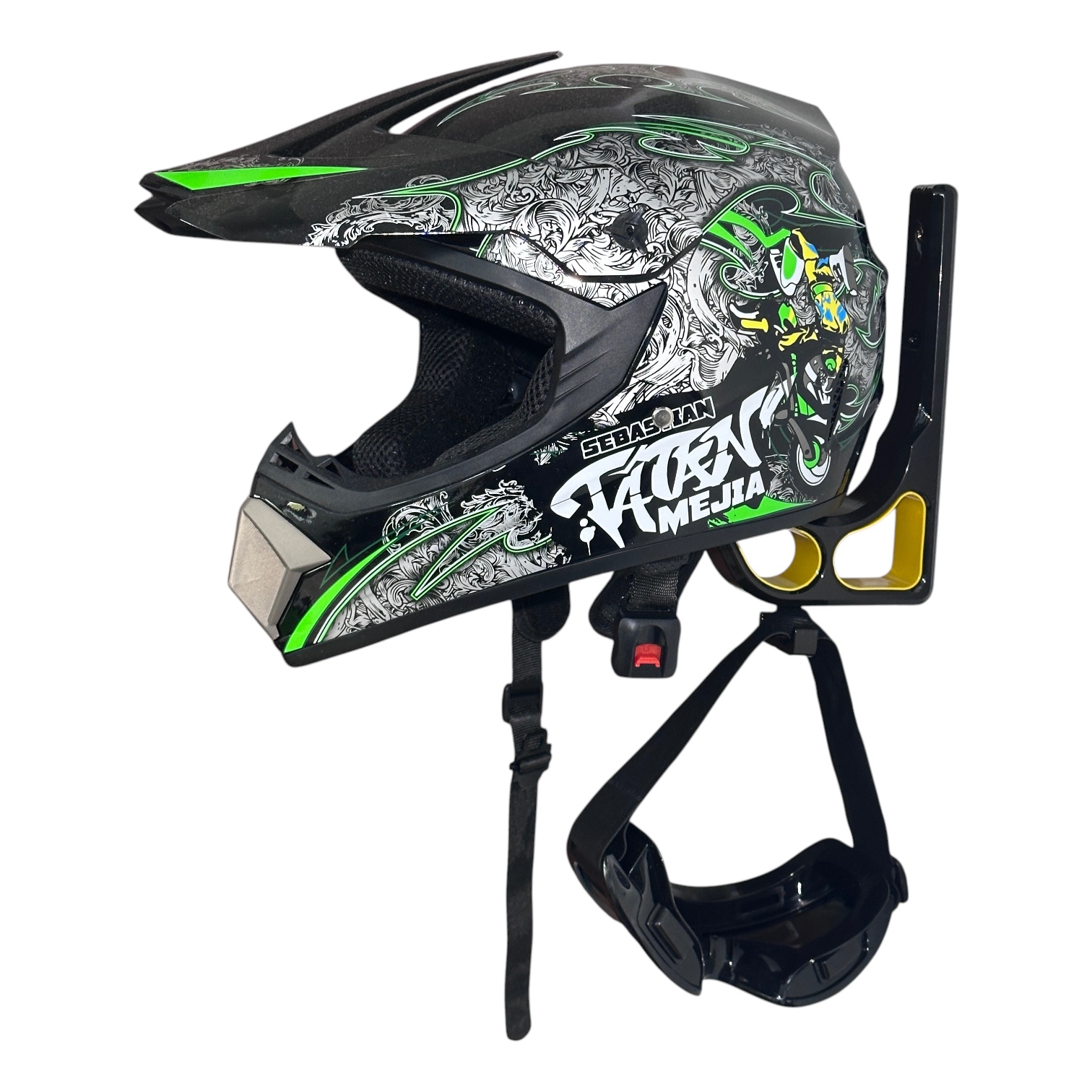 Wieszak na kask motocyklowy z haczykami na akcesoria - obrazek 3